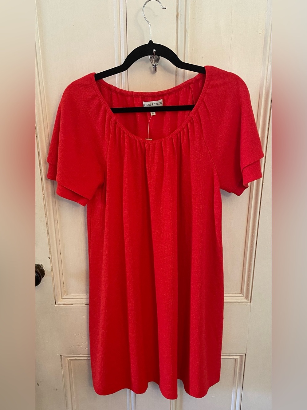 NWT Texture & Thread by Madewell Bright Red Flutter Sleeve Dress Size S